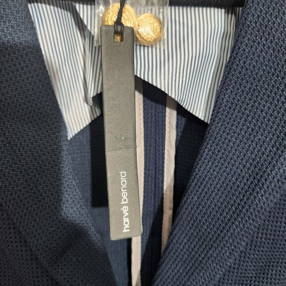 Harve Benard Navy Textured Blazer Size 6 Gold Button Closure Navy Blue - Picture 5 of 16